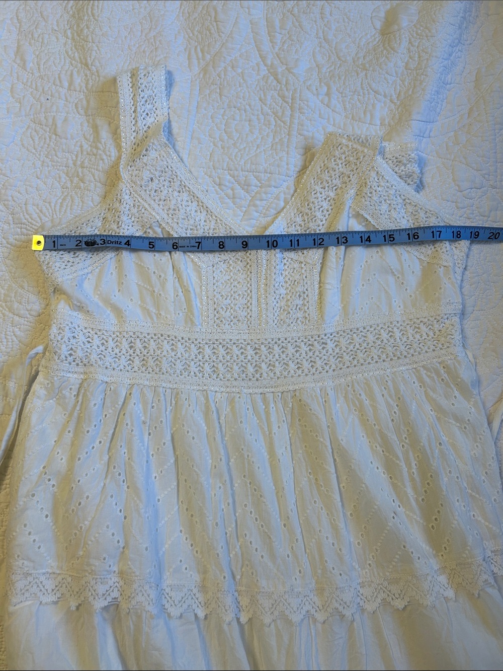 White Eyelet Tiered Sundress - Lightweight Summer Dress - Picture 5 of 6